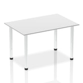 Impulse 1400mm Straight Table White Top Chrome Post Leg I003592 DD